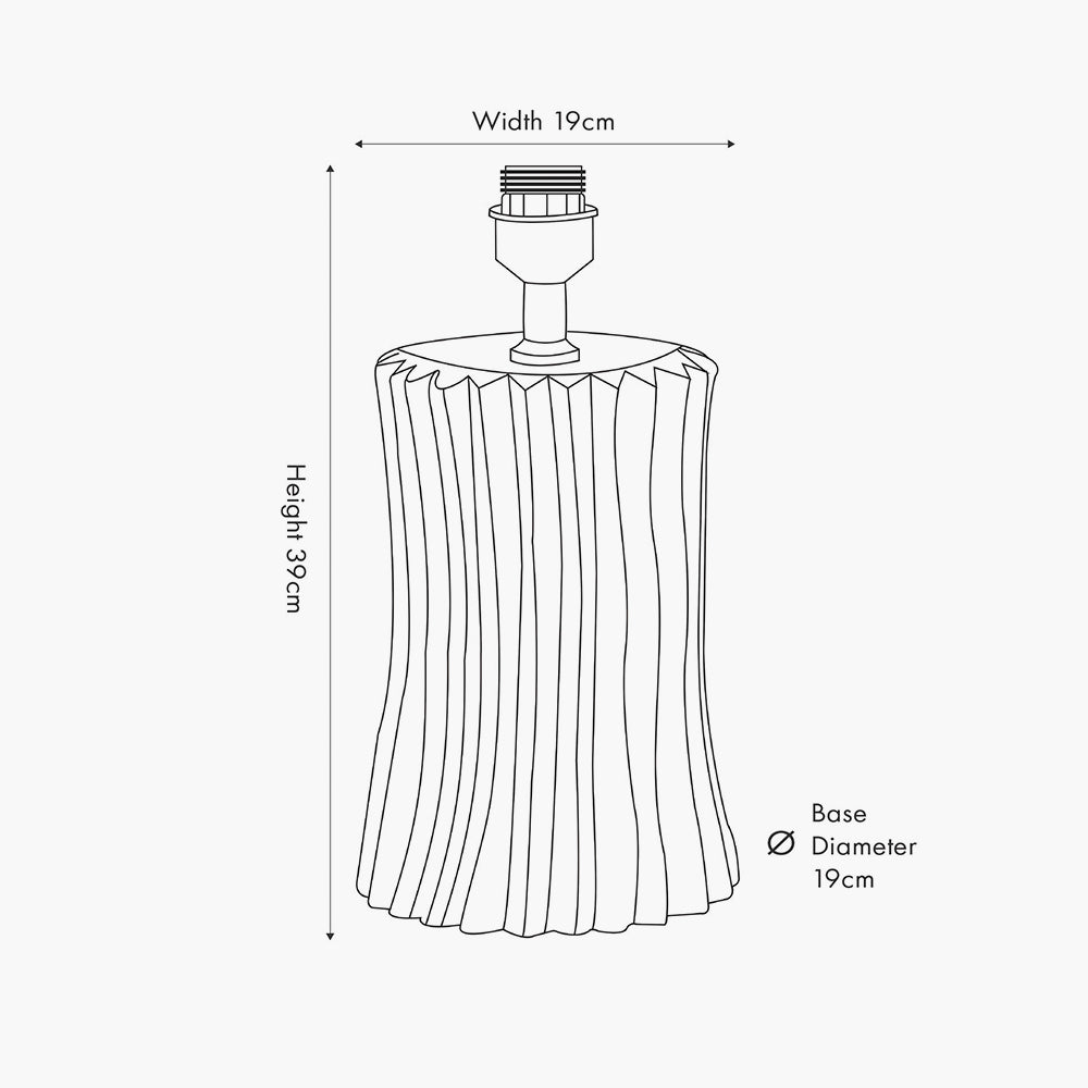 Devony Black Pleated Ceramic Table Lamp - Base Only